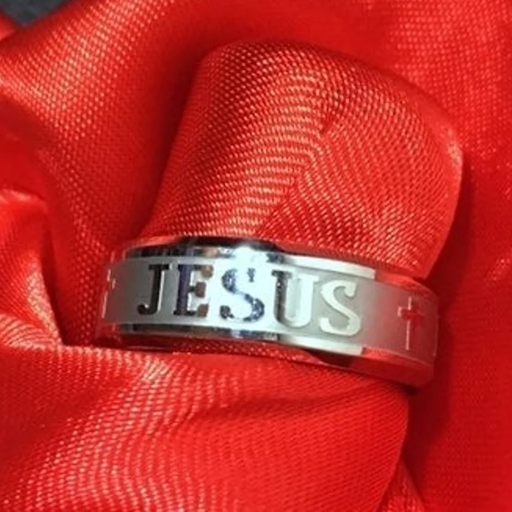 [NEW] SIZE 8 SILVER CHRISTIAN JESUS CROSS RING JEWELRY CHRISTIANITY MENS WOMENS